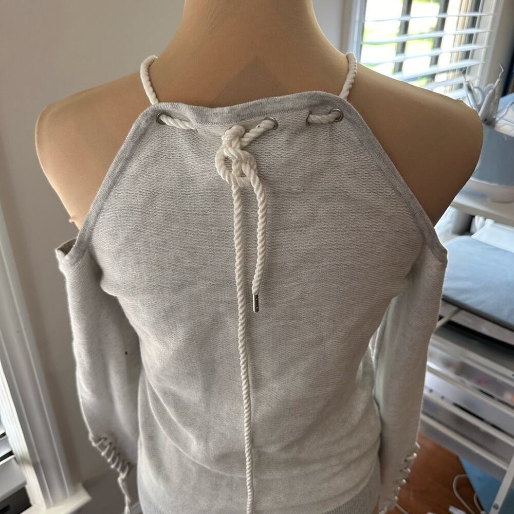 Intermix Open Shoulder Rope Tie Knit Top- NWT - Picture 3 of 8
